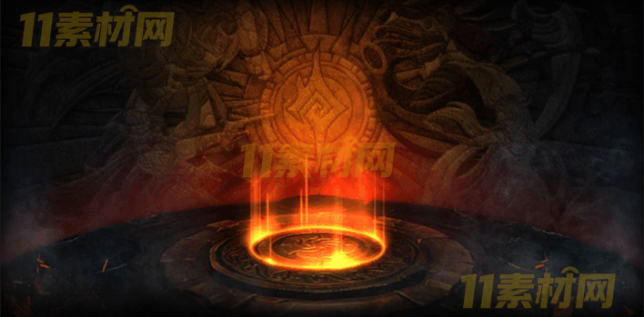 传奇UI素材 暗狱炎环背景界面【707×350】游戏背景特效 动态PNG序列帧—BG20260326-42