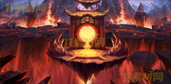 传奇UI素材 火焰宫殿背景界面【707×350】游戏背景特效 动态PNG序列帧—BG20260326-44
