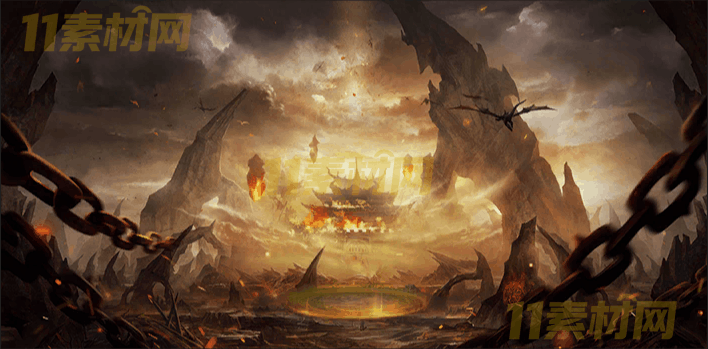 传奇UI素材 破败战场背景界面【707×350】游戏背景特效 动态PNG序列帧—BG20260326-47