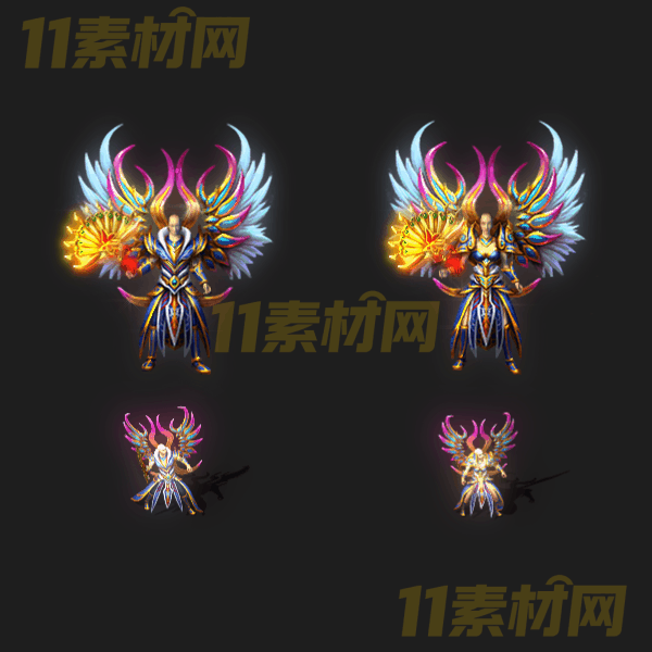 传奇剑甲套装素材 国风华丽套装 男女内外观齐全高清PNG序列帧—TZ20260325-37