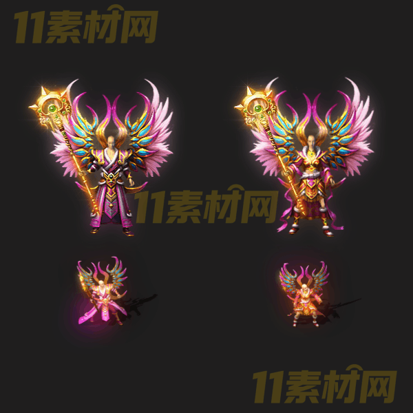 传奇剑甲套装素材 国风华丽法杖套装 男女内外观齐全高清PNG序列帧—TZ20260325-38