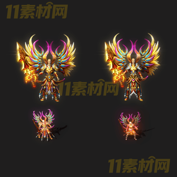 传奇剑甲套装素材 国风华丽战士套装 男女内外观齐全高清PNG序列帧—TZ20260325-39