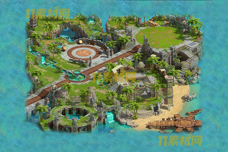 传奇真彩地图素材 海中码头 超清地图—DT20260401-16