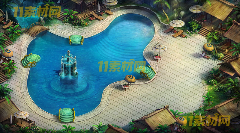 传奇真彩地图素材 酒店泳池 超清地图—DT20260401-31