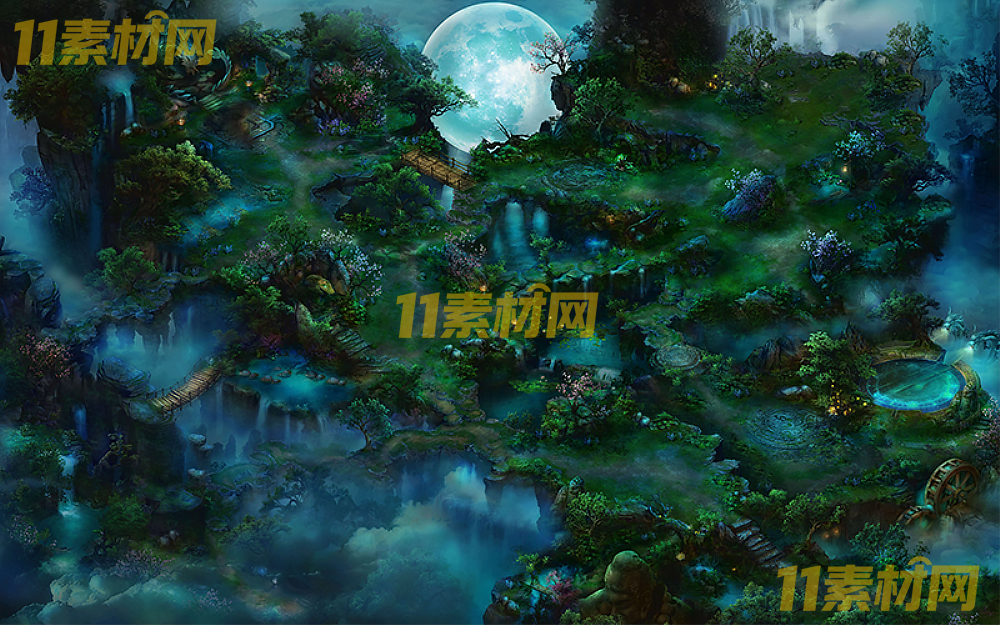 传奇真彩地图素材 夜色山林 超清地图—DT20260422-33