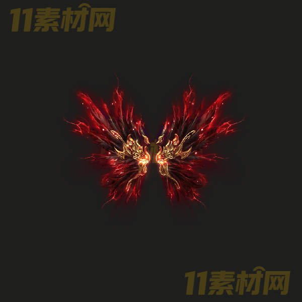 传奇翅膀素材 红色黑暗火焰翅膀 内观外观高清PNG序列帧—CB20260324-30